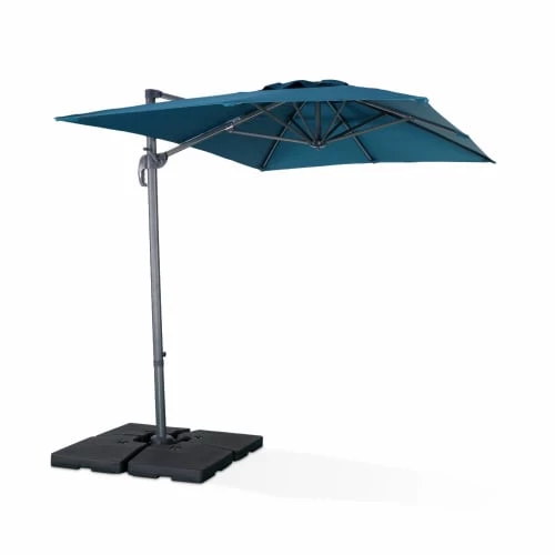 Alice's Garden Parasols Parasol Déporté Rectangulaire 2x3m Bleu Canard 6 Alice's Garden Parasols Parasol Déporté Rectangulaire 2x3m Bleu Canard – Image 4