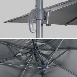 Alice's Garden Parasols Parasol Déporté Rectangulaire 2x3m Gris -Parasols Soldes Magasin parasol deporte rectangulaire 2x3m gris 4