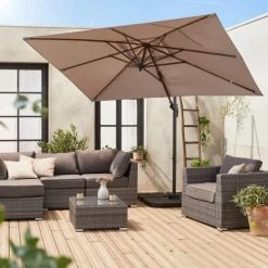 Alice's Garden Parasols Parasol Déporté Rectangulaire 2x3m Taupe 9 Alice's Garden Parasols Parasol Déporté Rectangulaire 2x3m Taupe -Parasols Soldes Magasin parasol deporte rectangulaire 2x3m taupe 2