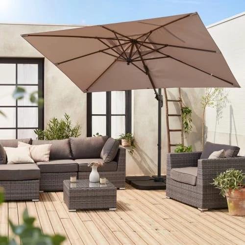 Alice's Garden Parasols Parasol Déporté Rectangulaire 2x3m Taupe 4 Alice's Garden Parasols Parasol Déporté Rectangulaire 2x3m Taupe – Image 3