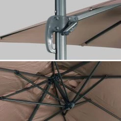Alice's Garden Parasols Parasol Déporté Rectangulaire 2x3m Taupe 10 Alice's Garden Parasols Parasol Déporté Rectangulaire 2x3m Taupe -Parasols Soldes Magasin parasol deporte rectangulaire 2x3m taupe 3