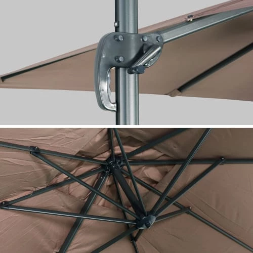 Alice's Garden Parasols Parasol Déporté Rectangulaire 2x3m Taupe 5 Alice's Garden Parasols Parasol Déporté Rectangulaire 2x3m Taupe – Image 4