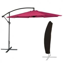 Happy Garden Parasols Parasol Déporté Rond 3,50m Acier Toile Fuchsia Avec Housse