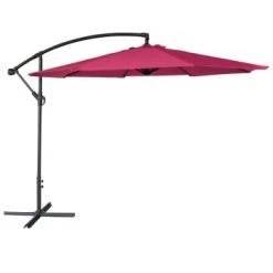 Happy Garden Parasols Parasol Déporté Rond 3,50m En Acier Et Toile Rouge -Parasols Soldes Magasin parasol deporte rond 3 50m en acier et toile fuchsia 5
