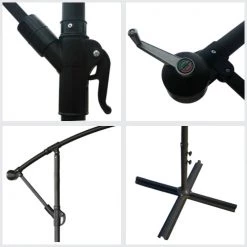 Happy Garden Parasols Parasol Déporté Rond 3,50m En Acier Noire Beige Avec Housse -Parasols Soldes Magasin parasol deporte rond 3 50m en acier noire beige avec housse 2