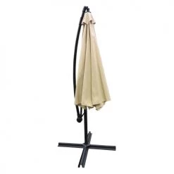 Happy Garden Parasols Parasol Déporté Rond 3,50m En Acier Toile Beige Avec Housse -Parasols Soldes Magasin parasol deporte rond 3 50m en acier toile beige avec housse 1