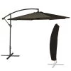 Happy Garden Parasols Parasol Déporté Rond 3,50m En Acier Toile Grise Avec Housse -Parasols Soldes Magasin parasol deporte rond 3 50m en acier toile grise avec housse