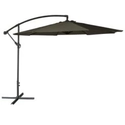 Happy Garden Parasols Parasol Déporté Rond 3m En Acier Et Toile Grise -Parasols Soldes Magasin parasol deporte rond 3m en acier et toile grise 3