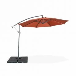 Alice's Garden Parasols Parasol Déporté Rond 3x3m Excentré Terracotta 8 Baleines