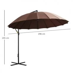 Outsunny Parasols Parasol Déporté Rond Inclinable Chocolat -Parasols Soldes Magasin parasol deporte rond inclinable chocolat 2