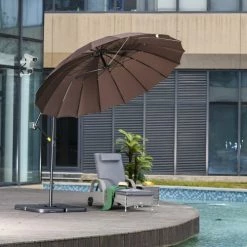 Outsunny Parasols Parasol Déporté Rond Inclinable Chocolat -Parasols Soldes Magasin parasol deporte rond inclinable chocolat 3