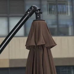 Outsunny Parasols Parasol Déporté Rond Inclinable Chocolat -Parasols Soldes Magasin parasol deporte rond inclinable chocolat 5