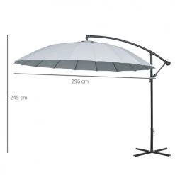 Outsunny Parasols Parasol Déporté Rond Inclinable Gris -Parasols Soldes Magasin parasol deporte rond inclinable gris 2