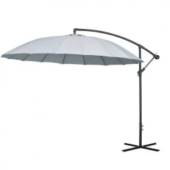 Outsunny Parasols Parasol Déporté Rond Inclinable Gris