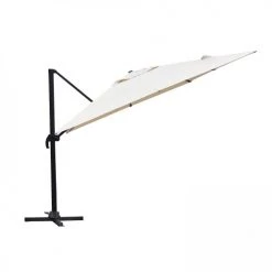 Oviala Parasols Parasol Déporté Rotatif Carré 3x3m En Aluminium écru -Parasols Soldes Magasin parasol deporte rotatif carre 3x3m en aluminium ecru 3