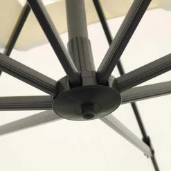 Oviala Parasols Parasol Déporté Rotatif Carré 3x3m En Aluminium écru -Parasols Soldes Magasin parasol deporte rotatif carre 3x3m en aluminium ecru 4