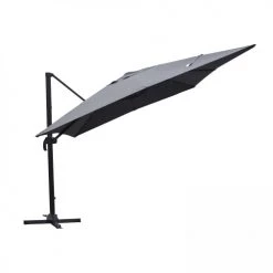 Oviala Parasols Parasol Déporté Rotatif Carré 3x3m En Aluminium Gris -Parasols Soldes Magasin parasol deporte rotatif carre 3x3m en aluminium gris 3