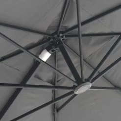 Oviala Parasols Parasol Déporté Rotatif Carré 3x3m En Aluminium Gris -Parasols Soldes Magasin parasol deporte rotatif carre 3x3m en aluminium gris 4