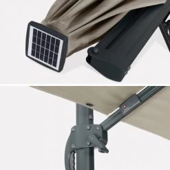 Alice's Garden Parasols Parasol Déporté Solaire LED Taupe 3x4m 13 Alice's Garden Parasols Parasol Déporté Solaire LED Taupe 3x4m -Parasols Soldes Magasin parasol deporte solaire led taupe 3x4m 5