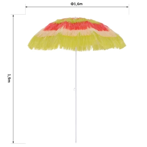 Homcom Parasols Parasol Design Hawaï Multicolore 5 Homcom Parasols Parasol Design Hawaï Multicolore – Image 3