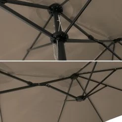 Happy Garden Parasols Parasol Double Ovale 2,7x4,6m En Acier Et Toile Taupe -Parasols Soldes Magasin parasol double ovale 2 7x4 6m en acier et toile taupe 3