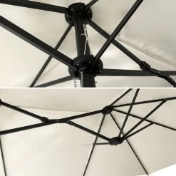 Happy Garden Parasols Parasol Double Ovale 2x4m En Acier Et Toile Beige -Parasols Soldes Magasin parasol double ovale 2x4m en acier et toile beige 2