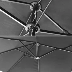 Happy Garden Parasols Parasol Double Ovale 2x4m En Acier Et Toile Grise -Parasols Soldes Magasin parasol double ovale 2x4m en acier et toile grise 2