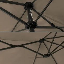 Happy Garden Parasols Parasol Double Ovale 2x4m En Acier Et Toile Taupe -Parasols Soldes Magasin parasol double ovale 2x4m en acier et toile taupe 2