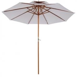 Outsunny Parasols Parasol Droit Bois Peuplier Blanc -Parasols Soldes Magasin parasol droit bois peuplier blanc 2