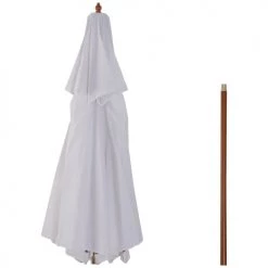 Outsunny Parasols Parasol Droit Bois Peuplier Blanc -Parasols Soldes Magasin parasol droit bois peuplier blanc 4