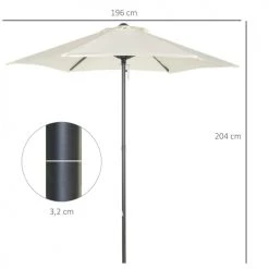 Outsunny Parasols Parasol Droit De Jardin Mât Alu Polyester Beige -Parasols Soldes Magasin parasol droit de jardin mat alu polyester beige 2