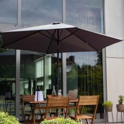 Oviala Parasols Parasol Droit En Aluminium Gris Anthracite -Parasols Soldes Magasin parasol droit en aluminium gris anthracite 2
