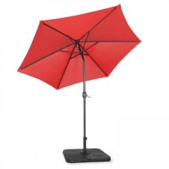 Oviala Parasols Parasol Droit Inclinable Et 4 Dalles à Remplir Aluminium Rouge -Parasols Soldes Magasin parasol droit inclinable et 4 dalles a remplir aluminium rouge 3
