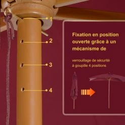 Outsunny Parasols Parasol Droit Rectangulaire Bordeaux -Parasols Soldes Magasin parasol droit rectangulaire bordeaux 3