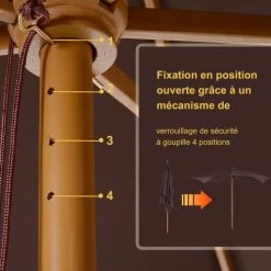 Outsunny Parasols Parasol Droit Rectangulaire Chocolat -Parasols Soldes Magasin parasol droit rectangulaire chocolat 4