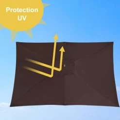 Outsunny Parasols Parasol Droit Rectangulaire Chocolat -Parasols Soldes Magasin parasol droit rectangulaire chocolat 5