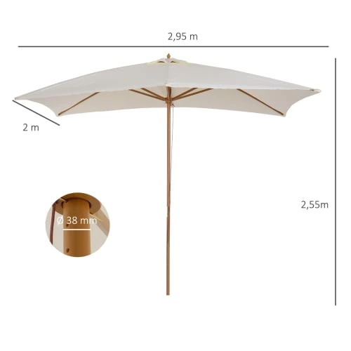 Outsunny Parasols Parasol Droit Rectangulaire Crème 5 Outsunny Parasols Parasol Droit Rectangulaire Crème – Image 3
