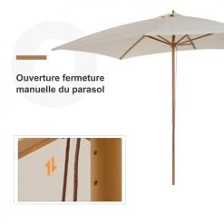 Outsunny Parasols Parasol Droit Rectangulaire Crème 11 Outsunny Parasols Parasol Droit Rectangulaire Crème -Parasols Soldes Magasin parasol droit rectangulaire creme 3