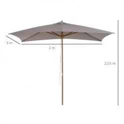 Outsunny Parasols Parasol Droit Rectangulaire Gris -Parasols Soldes Magasin parasol droit rectangulaire gris 2