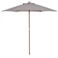 Outsunny Parasols Parasol Droit Rond Grande Taille De Jardin Bambou Gris D2,5cm