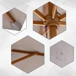 Outsunny Parasols Parasol Droit Rond Grande Taille De Jardin Bambou Gris D2,5cm -Parasols Soldes Magasin parasol droit rond grande taille de jardin bambou gris d2 5cm 4