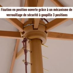 Outsunny Parasols Parasol Droit Rond Grande Taille De Jardin Bambou Gris D2,5cm -Parasols Soldes Magasin parasol droit rond grande taille de jardin bambou gris d2 5cm 5