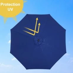 Outsunny Parasols Parasol En Aluminium Rond Inclinable Bleu -Parasols Soldes Magasin parasol en aluminium rond inclinable bleu 4