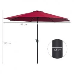 Outsunny Parasols Parasol En Aluminium Rond Inclinable Bordeaux -Parasols Soldes Magasin parasol en aluminium rond inclinable bordeaux 2