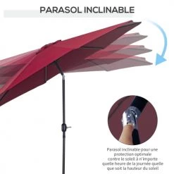 Outsunny Parasols Parasol En Aluminium Rond Inclinable Bordeaux -Parasols Soldes Magasin parasol en aluminium rond inclinable bordeaux 4