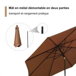 Outsunny Parasols Parasol En Aluminium Rond Inclinable Chocolat 13 Outsunny Parasols Parasol En Aluminium Rond Inclinable Chocolat -Parasols Soldes Magasin parasol en aluminium rond inclinable chocolat 5