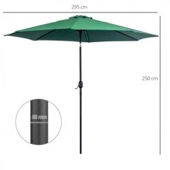 Outsunny Parasols Parasol En Aluminium Rond Inclinable Vert -Parasols Soldes Magasin parasol en aluminium rond inclinable vert 2