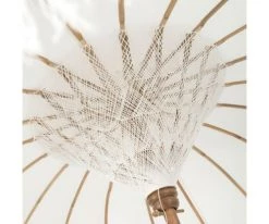 Meubles & Design Parasols Parasol En Bois Et Tissu Blanc à Pompons -Parasols Soldes Magasin parasol en bois et tissu blanc a pompons 5