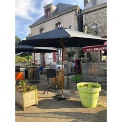 Gescova Parasols Parasol En Toile Noire Et Bois 3,5m -Parasols Soldes Magasin parasol en toile noire et bois 3 5m 1