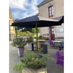 Gescova Parasols Parasol En Toile Noire Et Bois 3,5m -Parasols Soldes Magasin parasol en toile noire et bois 3 5m 3